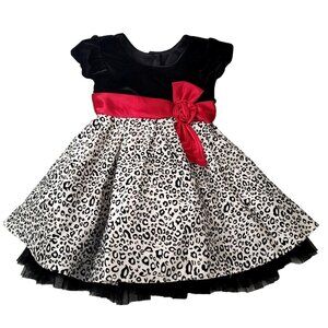 Jona Michelle Infant Girl Black and White with Red Bow Party Dress 24 mos